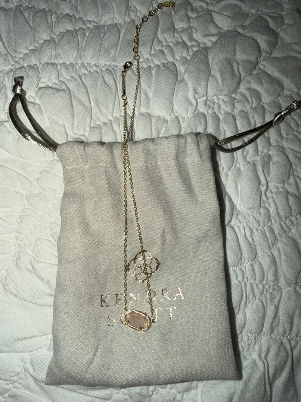Kendra Scott Gold Necklace with Light Pink Pendant